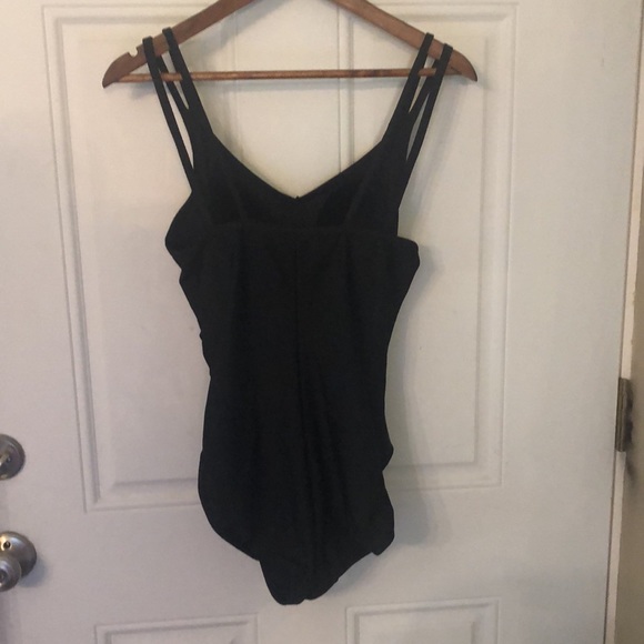 Trimshaper Double Strap Black One Piece Swimsuit - Picture 4 of 7
